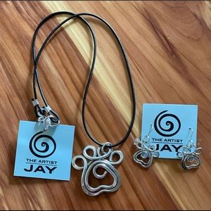 The Artist Jay Paw Print Necklace & Earrings